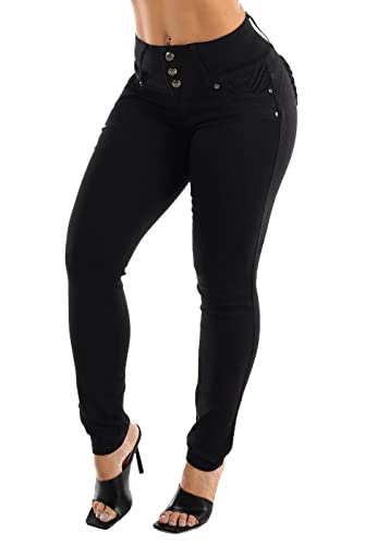 Moda Xpress Women Juniors High Waisted, Mid Rise Butt Lifting Colombian Design Skinny Jeans 10623N4