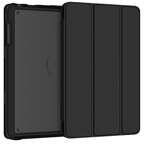 Tablet Case for 7 Inch Tablet,DJ&RPPQ Also for 7in Sony Nokia Dual Angle Lightweight Trifold Stand with Frosted Transparent Back Case, Auto Wake/Sleep,Black