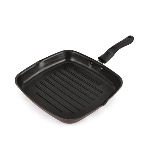 CELLO Aluminium Non-Stick Base Grill Pan with Cool Touch Handle, Black | Scratch Resistant, PFOA...