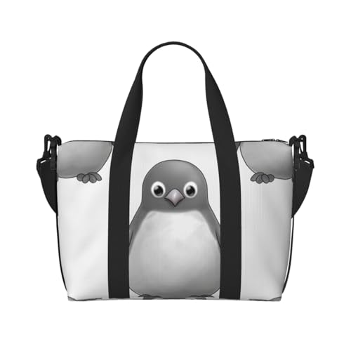 Travel Duffel Bag for Women, Large Shoulder Weekender Overnight Bag, Sport Gym Bag for Men, Carry On Tote Bags, Grey penguin Luggage Bag for Travel Essentials