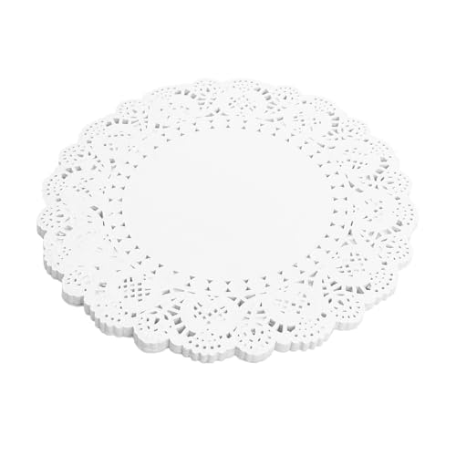 Rieoany 100 Stück Tortenspitze Tortenspitzen Rund 25 cm Tortenspitzen Tortenpapier Napperons à Usage Unique für Hochzeiten Geburtstagsfeier Geschirrdekoration