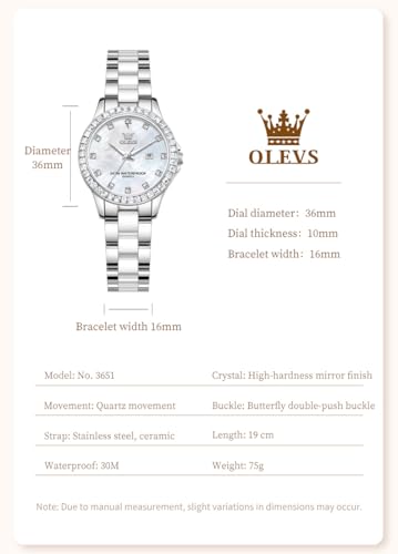 Image of OLEVS Womens Watch Gold Ladies Dress Elegant Luxury Stainless Steel Waterproof Easy to Read Small Wrist Watches for Women
