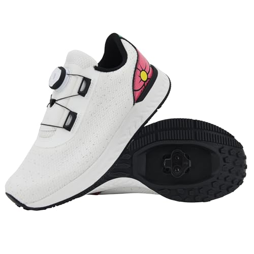 Tommaso Women's Cycling Shoes with Pre-Installed SPD Cleats — Easy to Walk-in Ventilated SPD Cycling Shoes for Women's Spin Classes and Indoor Bikes — Comfortable on Foot and Toebox.