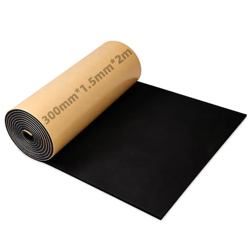 Dshunnc Schaumstoffplatte Schaumstoff Selbstklebend 300mm x 1.5mm x 2m Schaumstoffrolle Neopren Multifunktionale Dämmmatte Selbstklebend für Dichtungen Rutschfest Isolierung Stoßdämpfung Akustikmatte