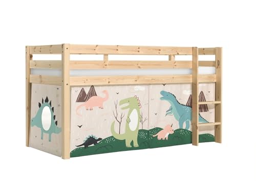 möbelando Spielbett >Pino< in Kiefer massiv Natur lackiert - 210x114x106 (BxHxT)