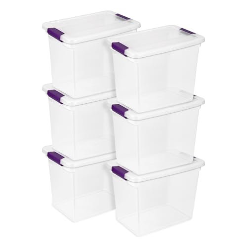 Sterilite 6-Pack 27 Quart ClearView Latch Box, Stackable Organizer Bins with Latching Lids - Clear Plastic Organization Containers for Closet, Bedroom, Shelving Units and Everyday Home Storage