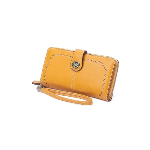 Women's Large Capacity Zip Wallet Phone Holder Clutch Travel Purse Wristlet Multi Card Organizer(Yellow)2