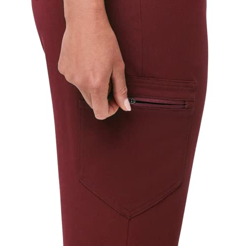 FIGS Zamora High Waisted Jogger Style Scrub Pants for Women - Burgundy, Regular M