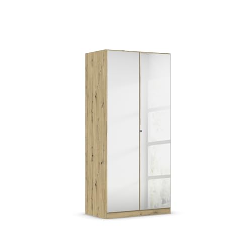 Rauch Möbel Reflect, Drehtürenschrank, Kleiderschrank, Schrank mit Spiegel, Garderobe, 2-türig, 2 Spiegeltüren, mit weiterem Zubehör, Farbe Eiche Artisan, Holz, 91x197x54cm Rauch Möbel Reflect, Drehtürenschrank, Kleiderschrank, Schrank mit Spiegel, Garderobe, 2-türig, 2 Spiegeltüren, mit weiterem Zubehör, Farbe Eiche Artisan, Holz, 91x197x54cm
