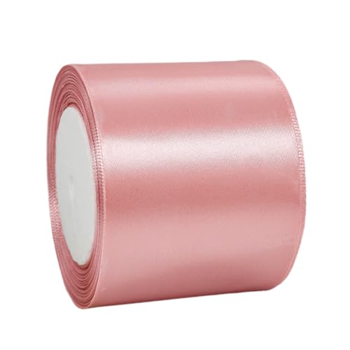 Wide Bean Pink Satin Ribbons for Gift Wrapping 22m 2.9Inch Wrapping Ribbon Cake Decorations, BeanPastePink, 75mm