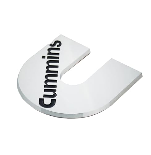 Image of 2Pc Compatible with Cummin Emblem Engines Corporate Logo 3D Badge Emblem Auto Decals (Chrome Black)