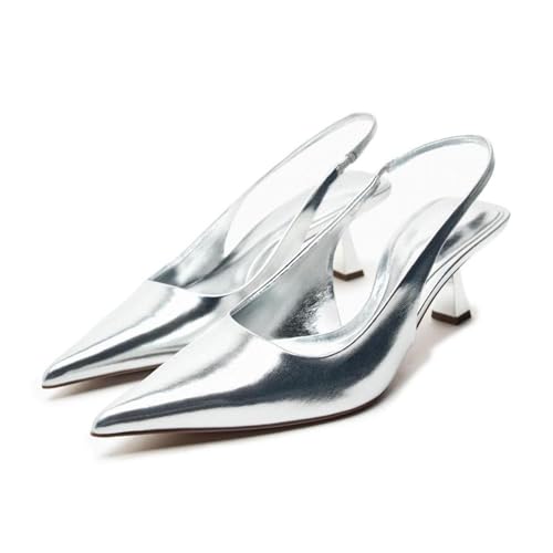 KaroNairy Stiletto Heels for Women Pointed Toe Slingback Heels Closed Toe mid Heel Wedding Dress Pumps Shoes with Buckles3