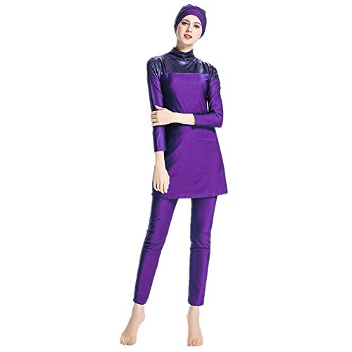 KXCFCYS Modest Swimwear Long Sleeve Swimsuit Bathing Suit Beachwear Costume Purple
