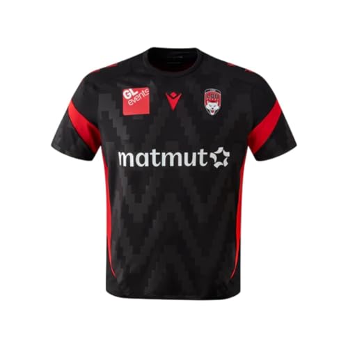 T-Shirt Training Ruck Rugby Lyon Lou Rugby Entrainement, Noir et Rouge Adulte (FR/ES, Alpha/Lettres, S, Taille Normale, Taille Normale)