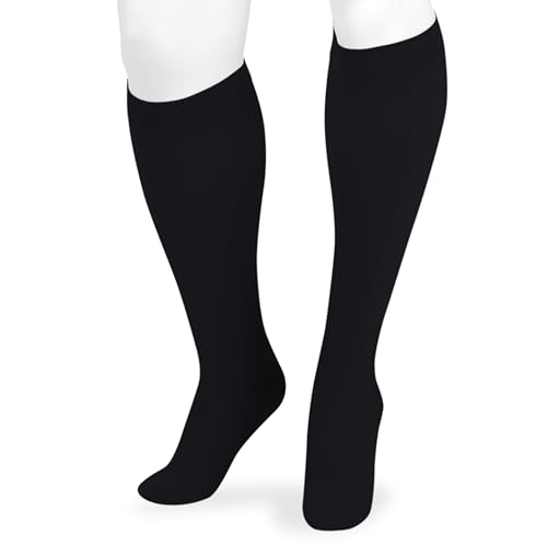Image of Juzo Dynamic Men's Cotton Closed Toe Compression Knee High, 20-30 mmHg - Breathable Cotton & Nylon Fabric, Compression Therapy for Poor Circulation, Made in the USA