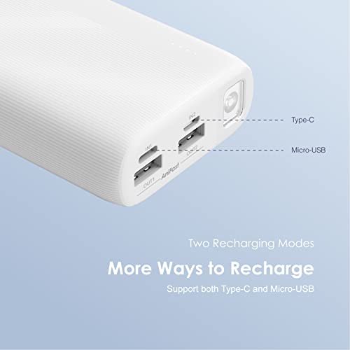 Image of Oraimo 20000mAh Power Bank with 2.1A Fast Charging,Triple Output, Power Delivery, Type C &Micro Input,Multi-Layer Protection with LED Torch (White)
