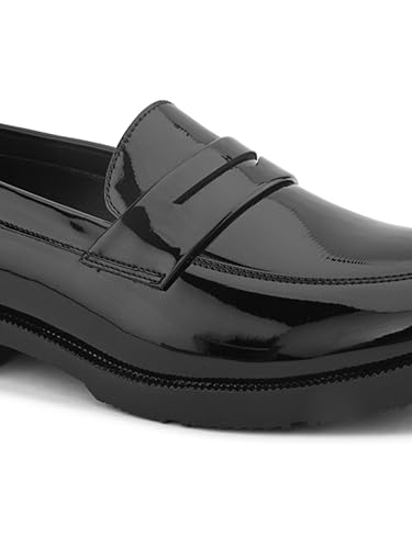 Image of STANPHORD Men Formal Loafer Shoes | Metal Accent Slip-On Moccasins | PU Leatherette Cushioned Anti-Slip | Office Party Business Wear (TPSL 25026)