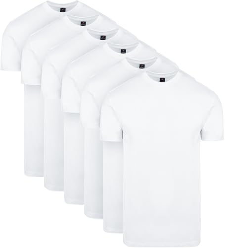 Suitable Obra T-Shirt Hoher Rundhalsausschnitt Weiß 6-Pack - Grösse XL - Herren - Bekleidung - Regular-fit - Baumwolle -