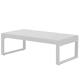 Outdoor Coffee Table - Aluminum with Tempered Glass Table Top, Light Grey