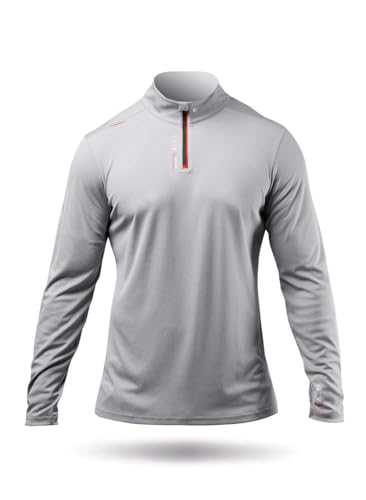 Zhik Mens ZhikDry UV Long Sleeve Polo - Grey - Thermal Warm Heat Layer Layers Lightweight UV Sun Protection and SPF - Size - XXL