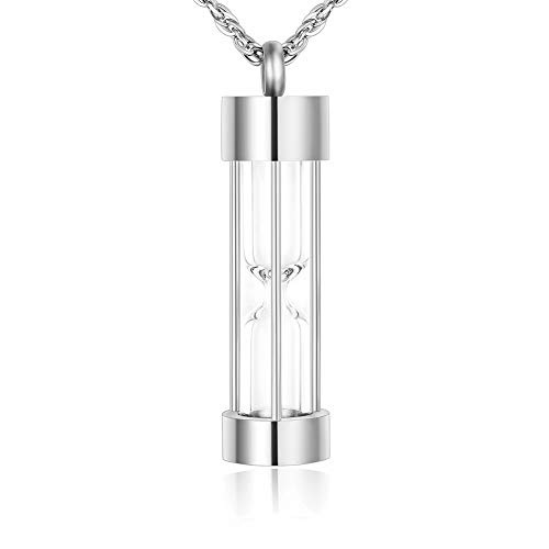 abooxiu Hourglass Urn Necklace for Ashes Cremation Jewelry for Ashes Stainless Steel Memorial Keepsake Ashes Necklace