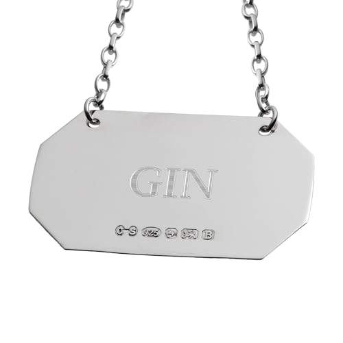 Étiquettes à décanter en argent sterling 925 poinçonnées pour bouteille de gin