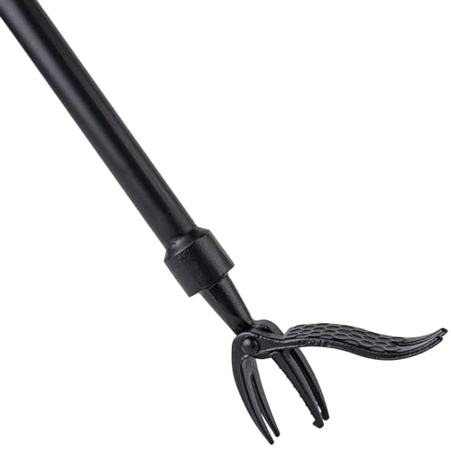 Weed Puller Tool,47.2" Weed Puller Tool Stand Up Heavy Duty,Long Handle Weeders with 4 Claw Steel Head Design,Weeder Root Without Bending,Manual Weeders for Dandelion Gardening Yard Patio（Black）