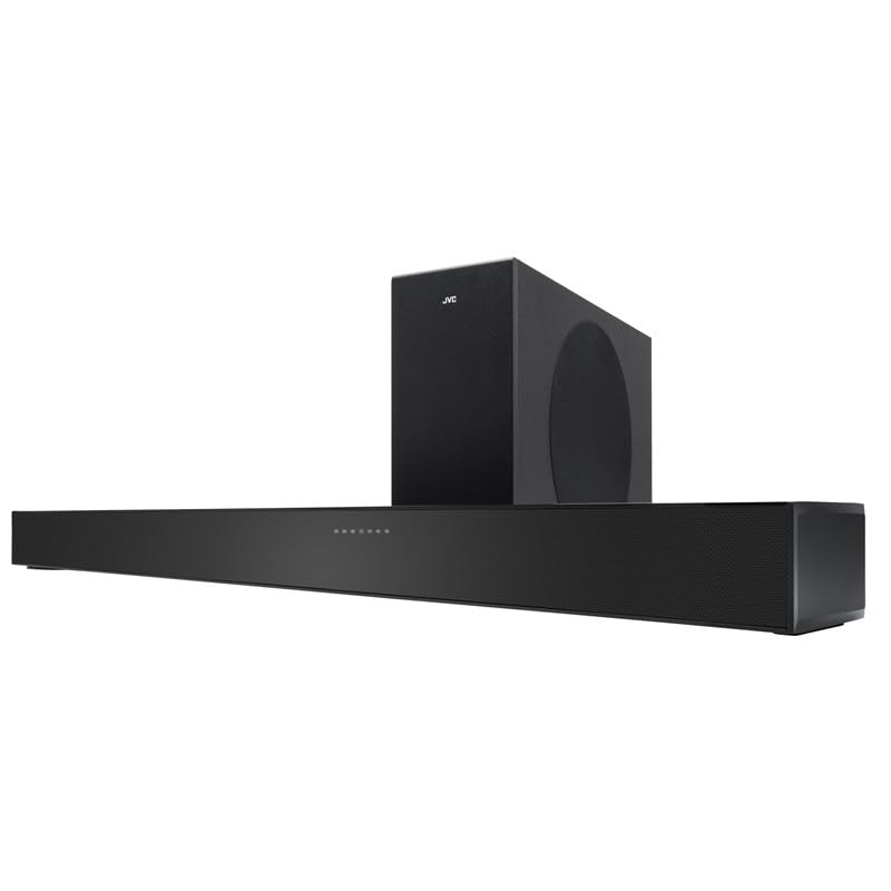 JVC TH-E434B Soundbar 2.1 con subwoofer wireless, 200 W RMS, Bluetooth 5.3, HDMI ARC/CEC, USB, AUX, kit di montaggio a parete e telecomando inclusi