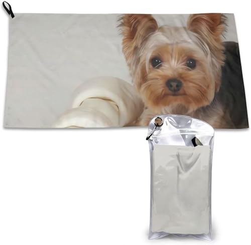 ヨークシャテリア 犬柄 タオル ビーチタオル 肌触り ギフト 通気性 プール用 抗菌防臭 ビッグ フェイスタオル 家庭用 業務用 40 Cm*80 Cm