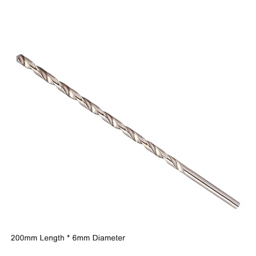 Bardzo Długie Wiertło Kręte, 200 mm X 6 mm Pokryte Złotem Wiertło Ślimakowe Hss Z Prostym Trzpieniem, Do Wiercenia W Bloku, Murze I