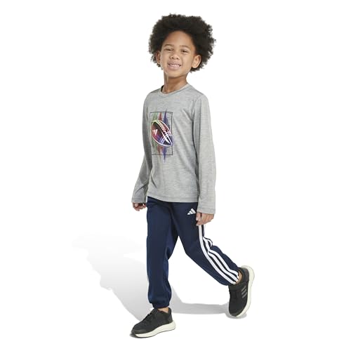 Image of adidas boys 2-piece Long Sleeve Poly Melange Tee and Joggers Set