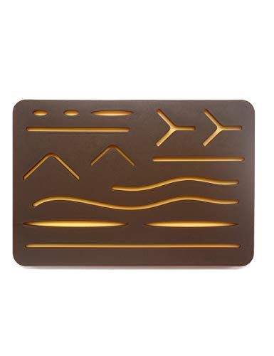 Upgraded 3-Layer Suture Pad with Wounds for Practicing Suturing - Not Easily Separate, Tear or Rip Without Anti-Slip Based (Black Skin)