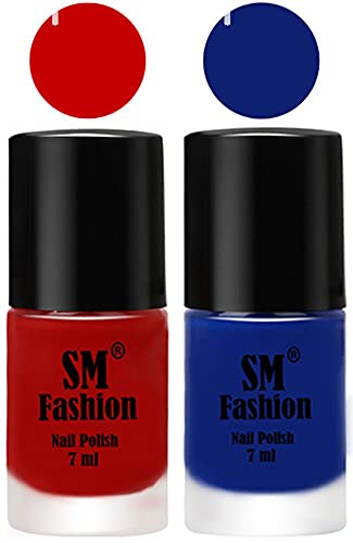 Image of Long Lasting Nail Polish | Nail Paint Combo 7 ml Each) - Set of 2 Orange-Blue