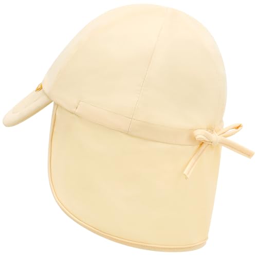 Image of UPF 50+ Baby Sun Hat, Neck Flap Protection for Toddlers | UV shield, stretch nylon spandex, adjustable back drawstring, machine washable, foldable for beach travel, sizes 0-5T