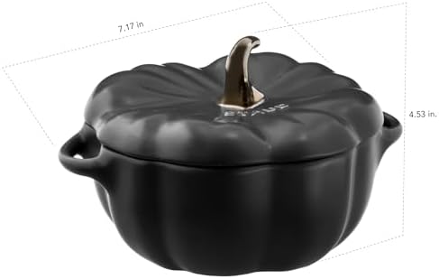 STAUB Ceramic 0.75-qt Petite Ceramic Pumpkin, Oven & Stove Safe up to 572°F, Pumpkin Dish, Ceramic Baking Dish, Candy Dish, Matte Black - Thumbnail 4
