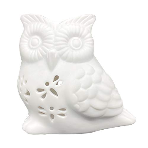 weiße Keramik-Teelichtbrenner, Aromatherapie-Ölbrenner, Wachswärmer, Teelichthalter eule