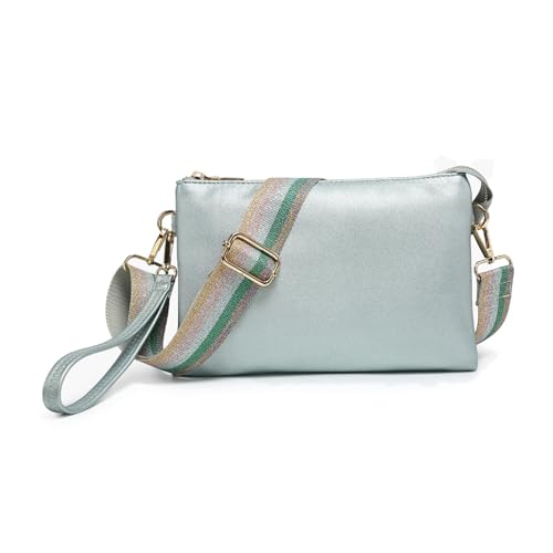 Image of JEN & CO. Izzy Vegan Leather Crossbody Bags Clutch Purses Wristlet Wallet Shoulder Handbag with Guitar Strap for Women