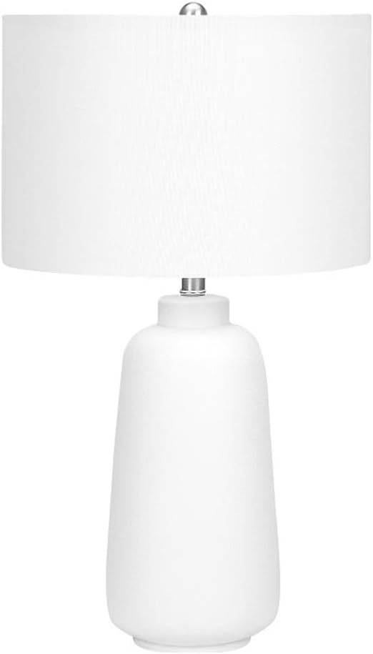 Pemberly Row 26" Tapered Ceramic Table Lamp, Cream Base with Ivory Linen Drum Shade, 3-Way Switch, 5 ft Clear Cord, Modern Lighting for Living Room, Bedroom or Office Decor