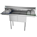 KoolMore 2 Compartment Stainless Steel NSF Commercial Kitchen Prep & Utility Sink with 2 Drainboards – Bowl Size 15″ x 15″ x 12″, Silver,SB151512-15B3