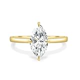Rikelus 10K 14K 18K Solid Gold Moissanite Engagement Ring for Women, 1-3 Carat Marquise Cut Moissanite Wedding Ring Solitaire Band Engraved Name Jewelry Gift for Anniversary Valentine's Day