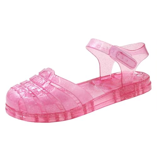Generisch Sandalias de jalea para niñas con dedos cerrados princesa vestido de verano zapatos de playa sandalias planas, rojo, 32 EU