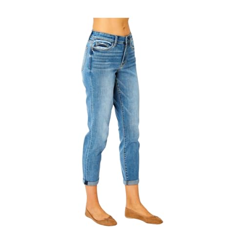 Judy Blue Cuffed Hem Slim Jeans3