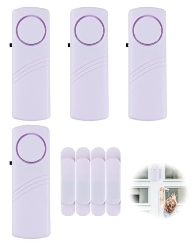 4 Pack Door and Window Alarms for Home Security, Wireless Door Alarm Sensor Kit for Kids Safety Door Sensor Alarm, Loud 120dB Magnetic Window Alarms for Security in Home, Office, Dorm, Garage
