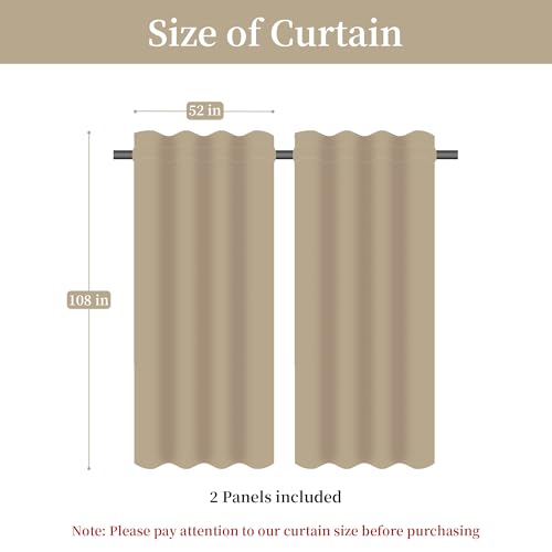 Loom and Mill Luxury Jacquard Curtains for Bedroom Living Room, Pearly Beige Floral Damask Curtains 2 Panels with Tiebacks, Elegant Window Curtain for Banquet Party Decor(52”Wx108”L, 2 Panels)