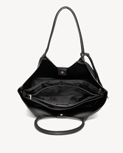 Image of NEWBELLA Tote Bag for Women, Vegan Leather Crossbody Shoulder Bag, Top Handle Satchel Purse for Work, Travel, Daily Use (Black-Tote)