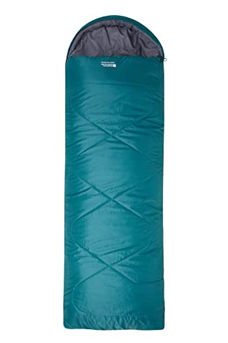 Mountain Warehouse Summit 250 Sleeping Bag - 3/4 Season Insulated & Mummy Shaped Bag - For Spring Summer, Camping & Trekking Petrol Blue Left Handed Zip - Regular Length (200cm)