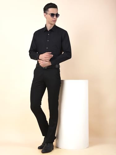 Image of Cantabil Formal Shirt for Men | Breathable & Soft with Color Fastness Regular Cotton Fabric Solid Pattern (P MSHF00364H)