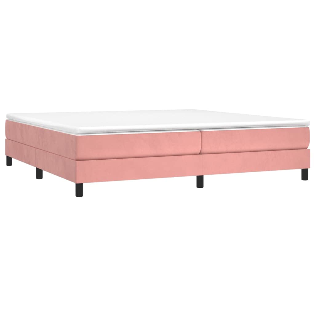 Cama con somier, color rosa, 200 x 200 cm, terciopelo