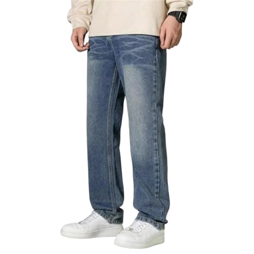 Men's Winter Baggy Jeans Wide Leg Denim Pants Slim Straight Casual Trousers Mid Waist Comfortable Clothing