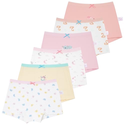 Alaoo Fille Culotte en Coton, Boxer Culotte Shorty sous-vêtements Coton Fille Lot de 6, sous-Vêtements en Coton Doux et Confortables pour Filles et Adolescentes（A）